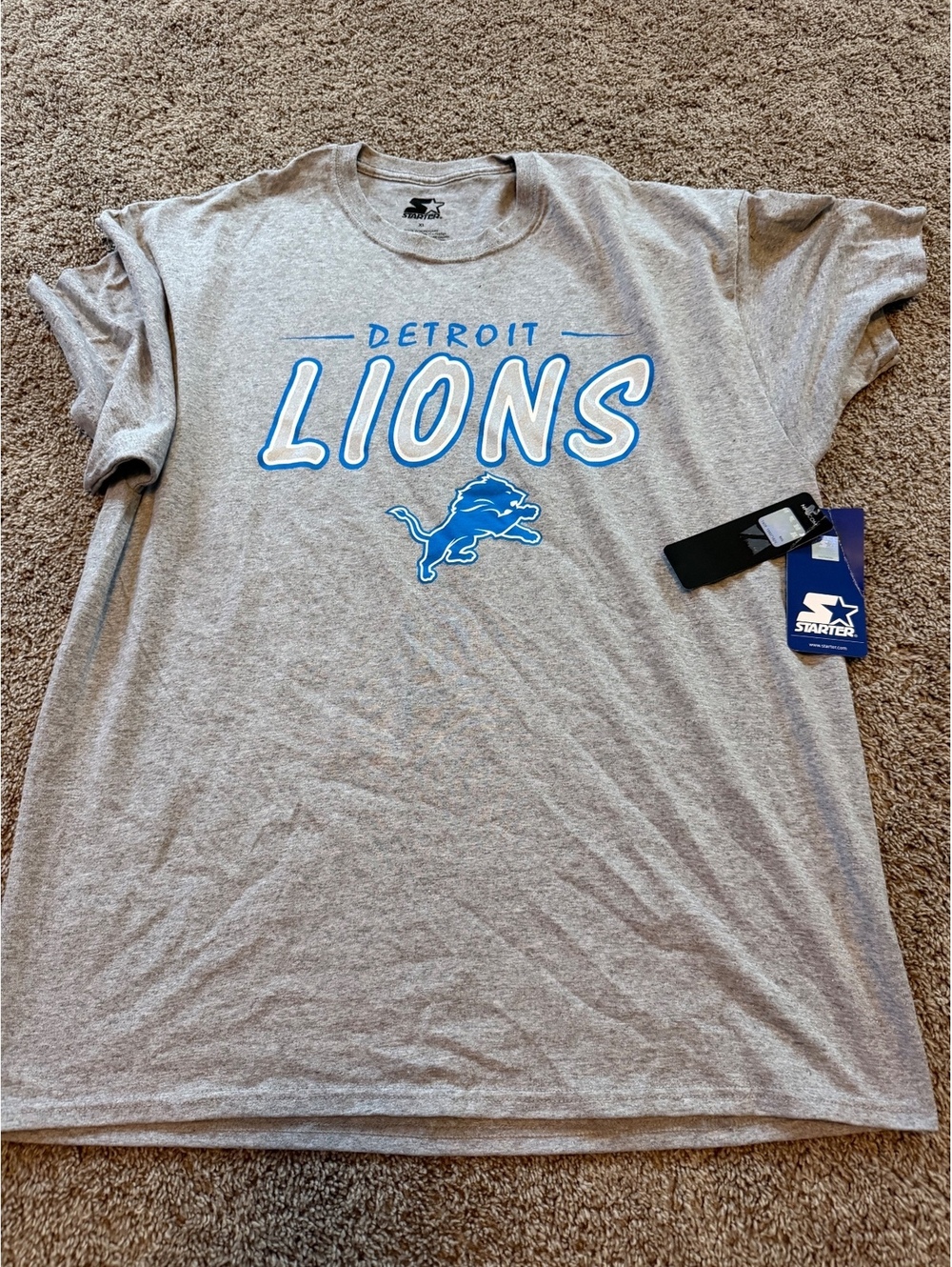 Starter Detroit Lions Gray Short Sleeve T-Shirt